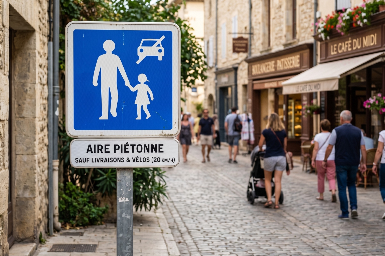 Quel panneau signale une aire piétonne