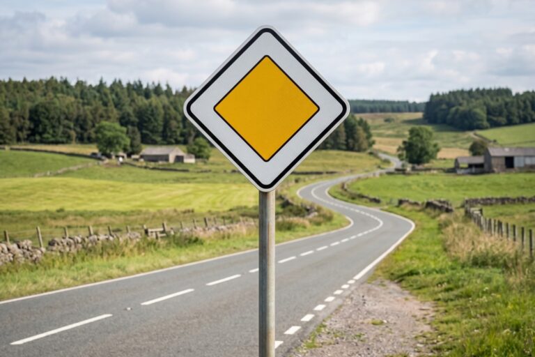 que signifie le panneau losange jaune et blanc